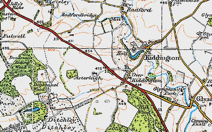 Old map of Over Kiddington in 1919