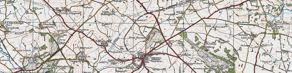 Old map of Over Norton in 1919