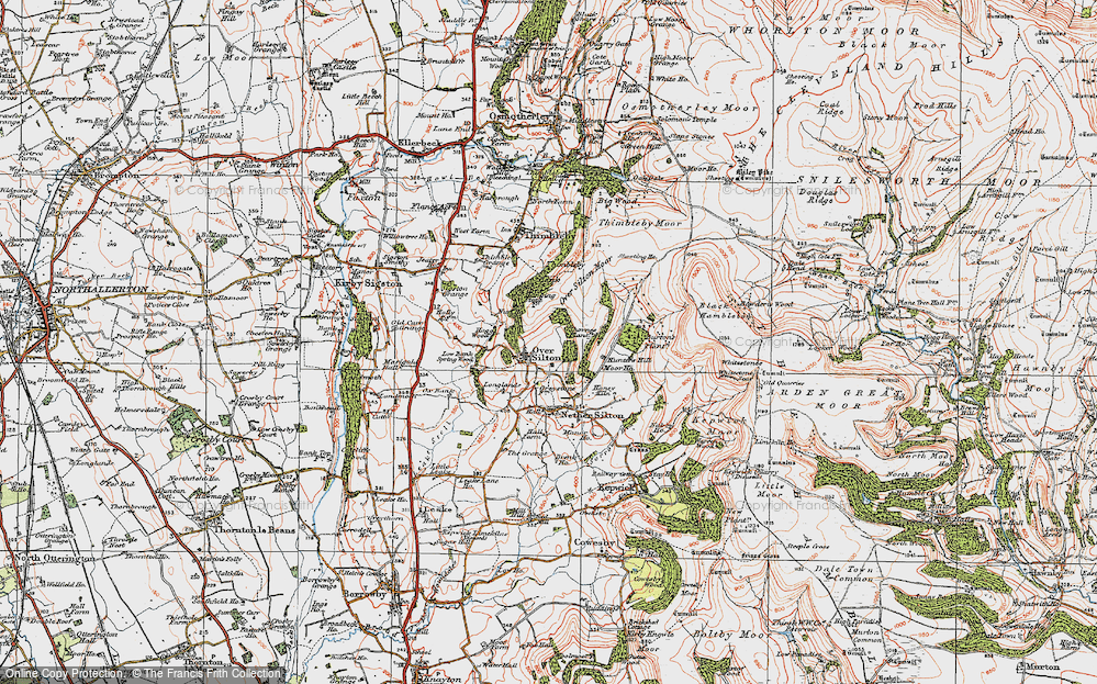 Old Map of Historic Map covering Black Hambleton in 1925