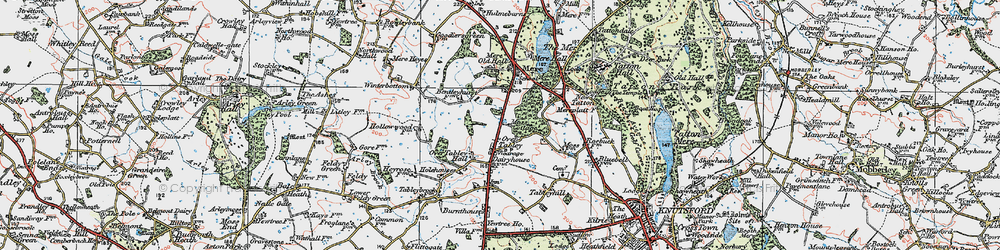 Old map of Over Tabley in 1923