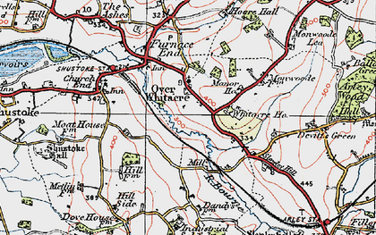 Old map of Over Whitacre in 1921