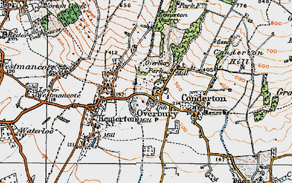 Old map of Overbury in 1919