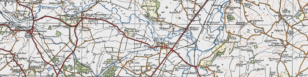 Old map of Wychnor Park in 1921