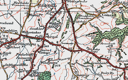 Old map of Overmoor in 1921