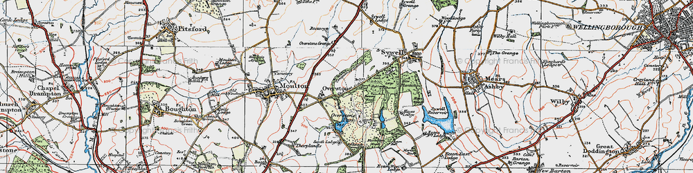 Old map of Overstone in 1919