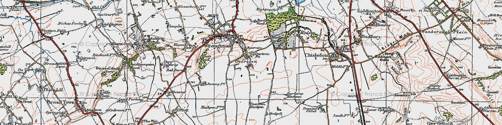 Old map of Burderop Hackpen in 1919