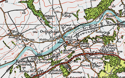 Old map of Ovingham in 1925