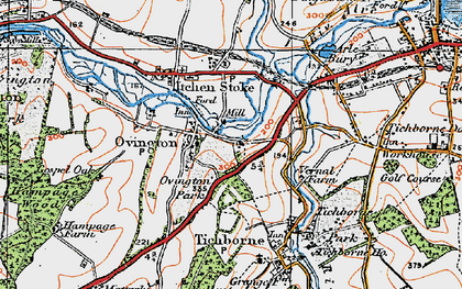 Old map of Ovington in 1919