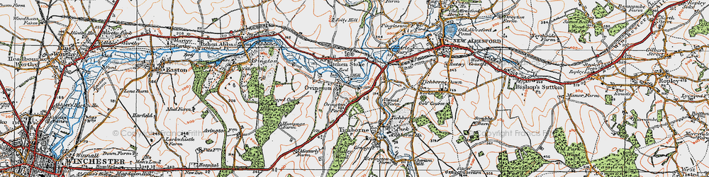 Old map of Ovington in 1919
