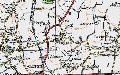 Old map of Ovington in 1921
