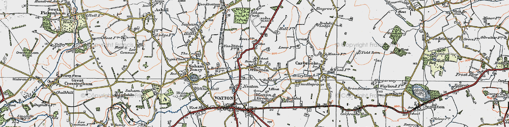Old map of Ovington in 1921