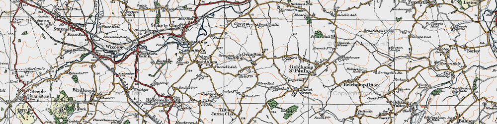 Old map of Ovington in 1921