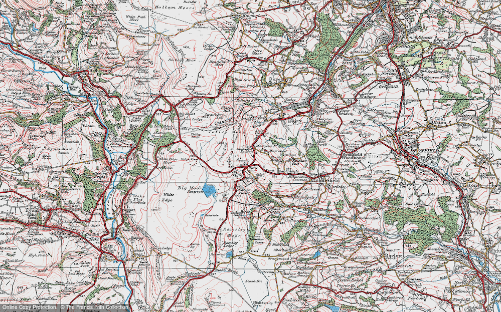 Old Map of Historic Map covering Bucka Hill in 1923