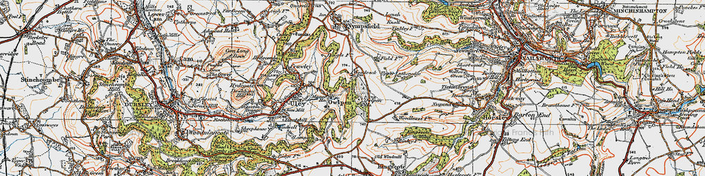 Old map of Owlpen in 1919