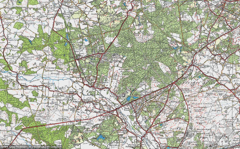 Old Map of Historic Map covering Braodmoor Bottom in 1919