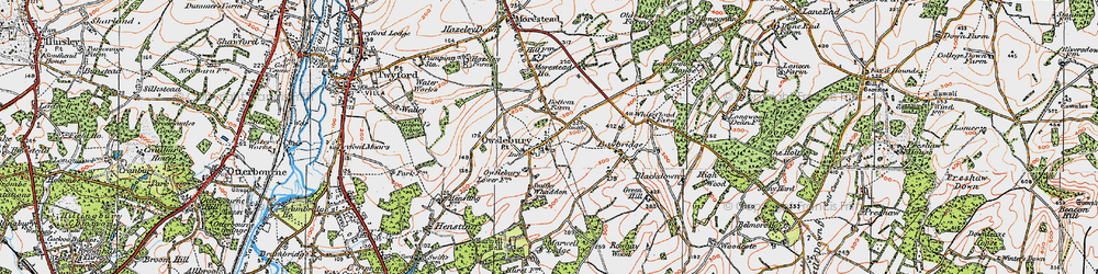Old map of Owslebury in 1919