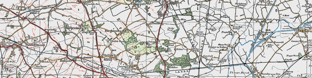 Old map of Owston in 1923