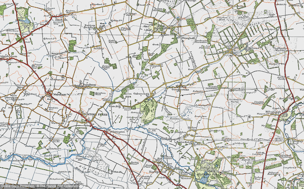 Old Map of Oxborough, 1921 in 1921