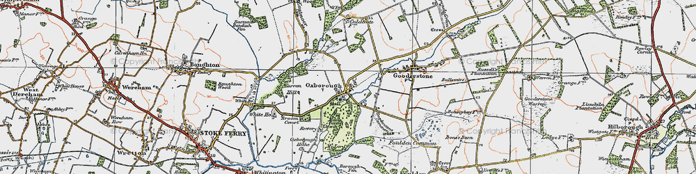 Old map of Beachamwell Fen in 1921