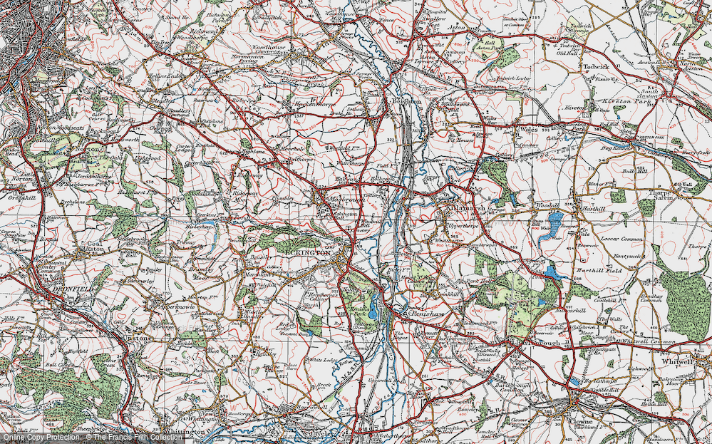 Old Map of Historic Map covering Windmill Hill in 1923
