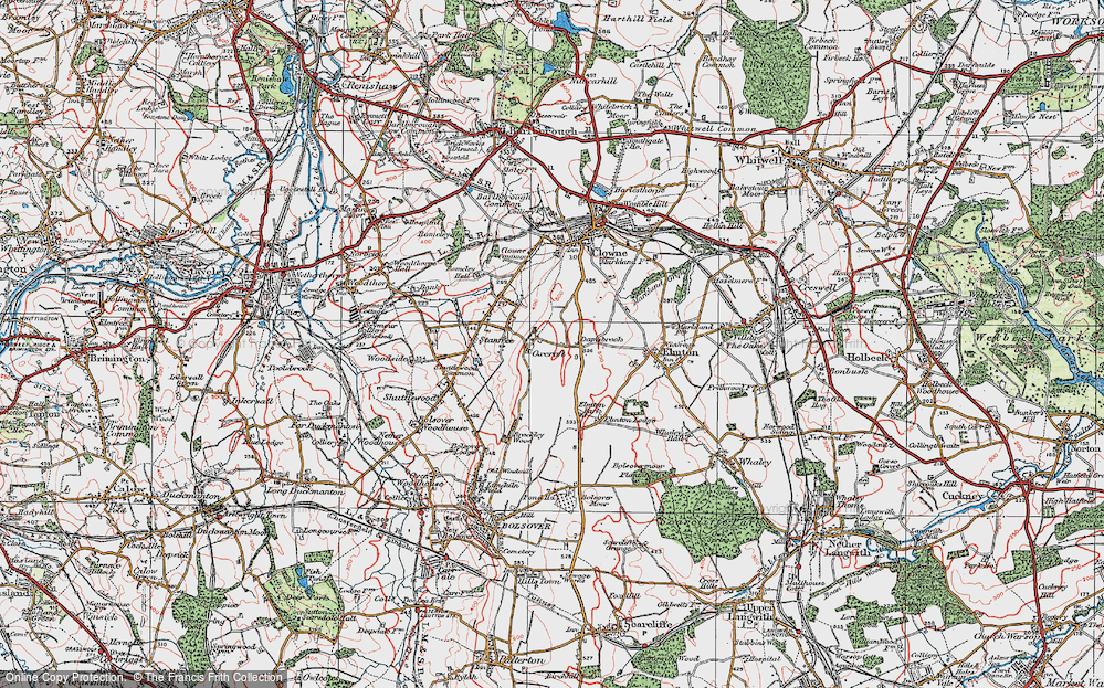 Old Map of Oxcroft, 1923 in 1923