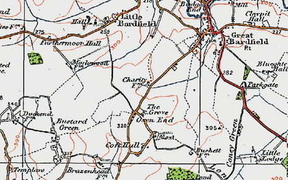Old map of Oxen End in 1919