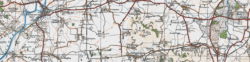 Old map of Woolstone Hill in 1919