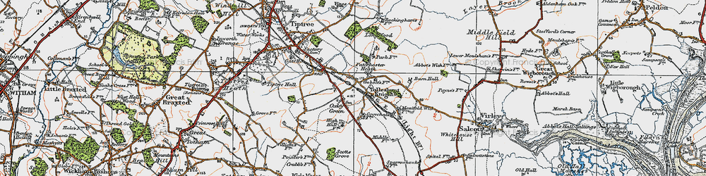 Old map of Oxley Green in 1921