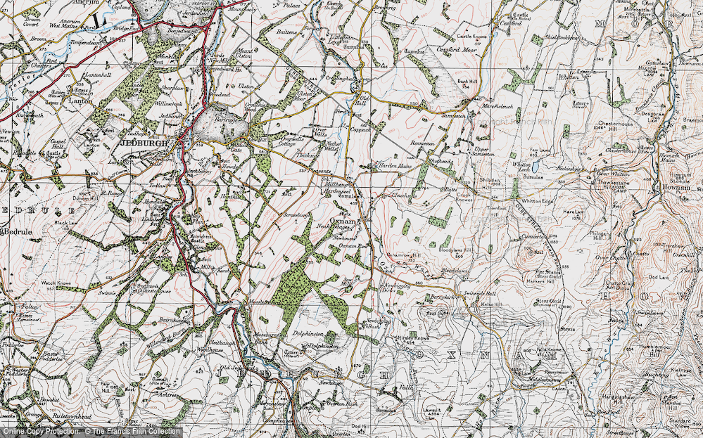 Old Map of Oxnam, 1926 in 1926