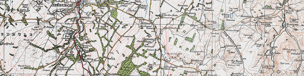 Old map of Oxnam in 1926
