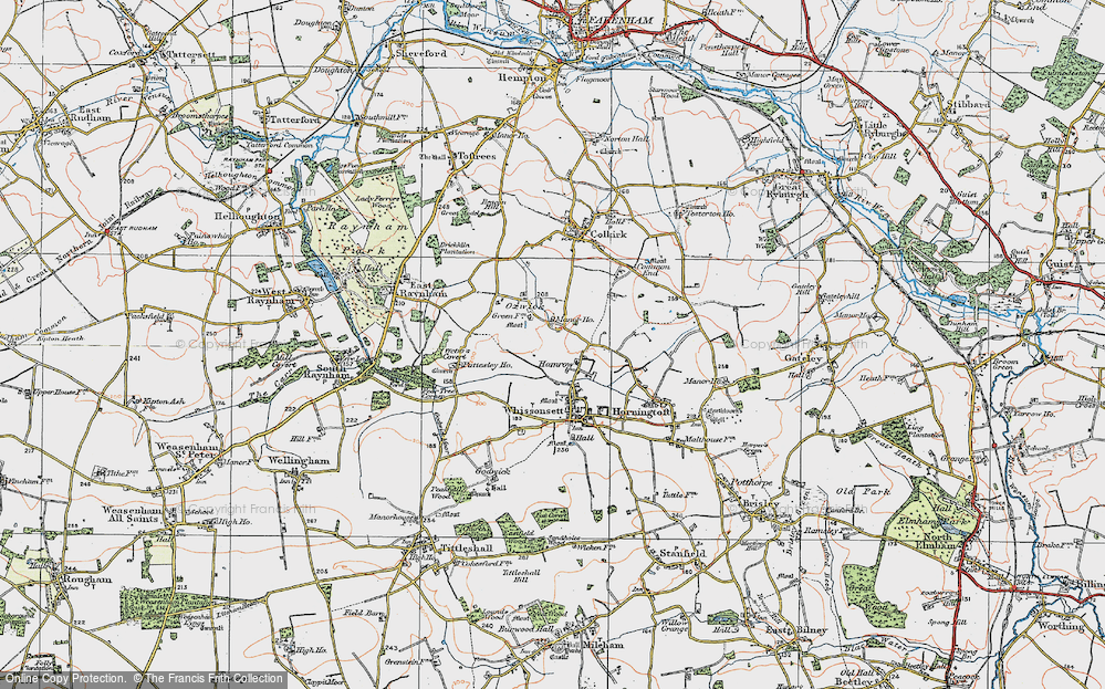 Old Map of Oxwick, 1921 in 1921