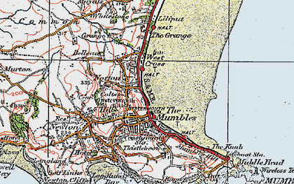 Old map of Oystermouth in 1923