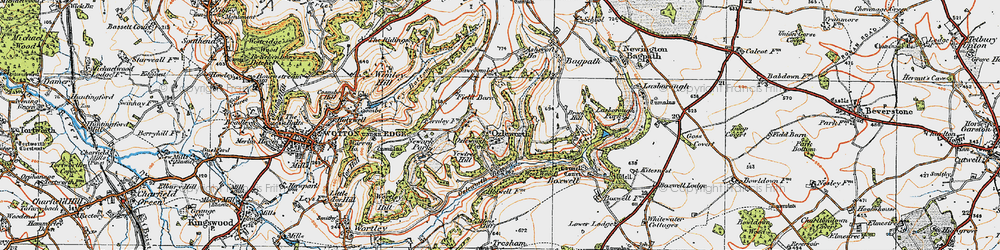 Old map of Ozleworth in 1919