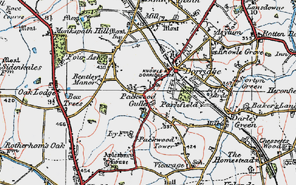 Old map of Packwood Gullet in 1921