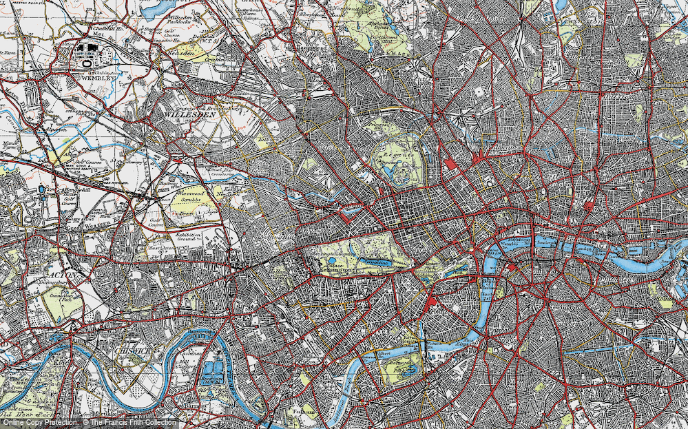 Old Map of Paddington, 1920 in 1920