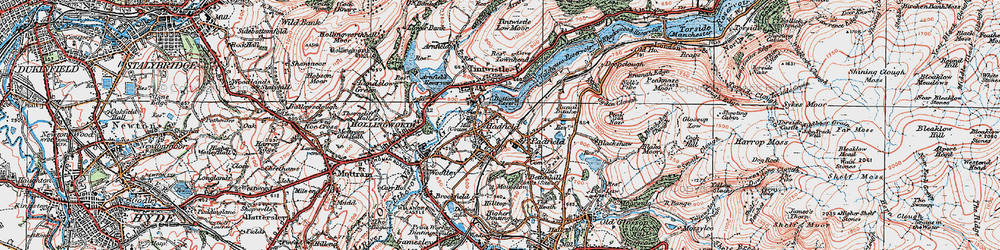 Old map of Padfield in 1924