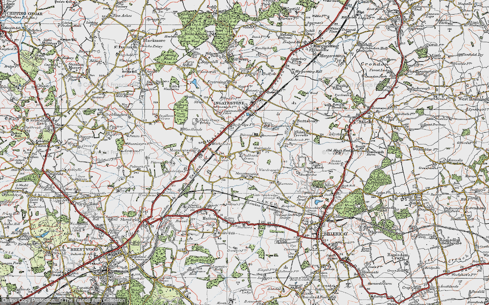 Old Map of Padham's Green, 1920 in 1920