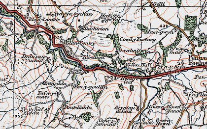 Old map of Bryniau Defaid in 1922