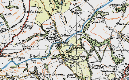 Old map of Whitworth Hall Country Park in 1925