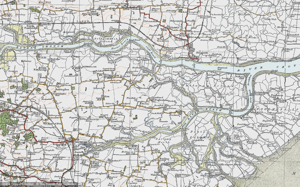 Old Map of Paglesham Churchend, 1921 in 1921