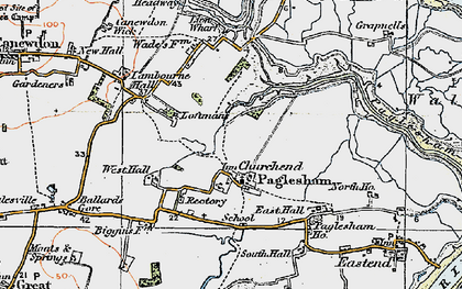 Old map of Paglesham Churchend in 1921