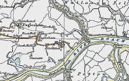 Old map of Barling Ness in 1921