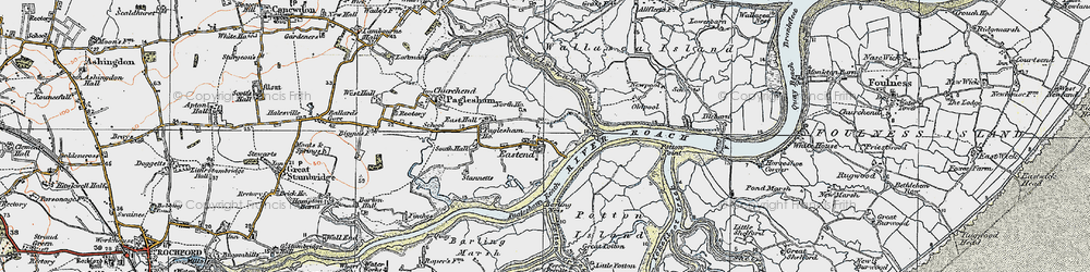 Old map of Barling Ness in 1921
