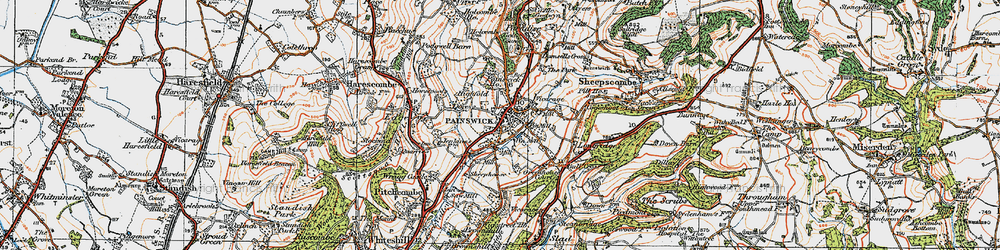 Old map of Painswick in 1919