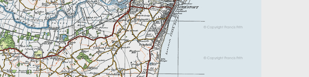Old map of Pakefield in 1921