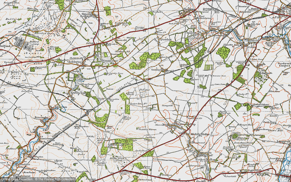 Old Map of Historic Map covering Boar Knoll in 1919