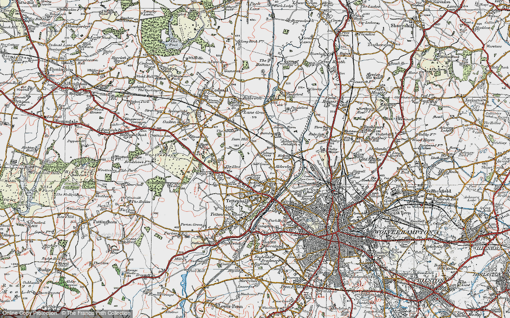 Old Map of Palmers Cross, 1921 in 1921