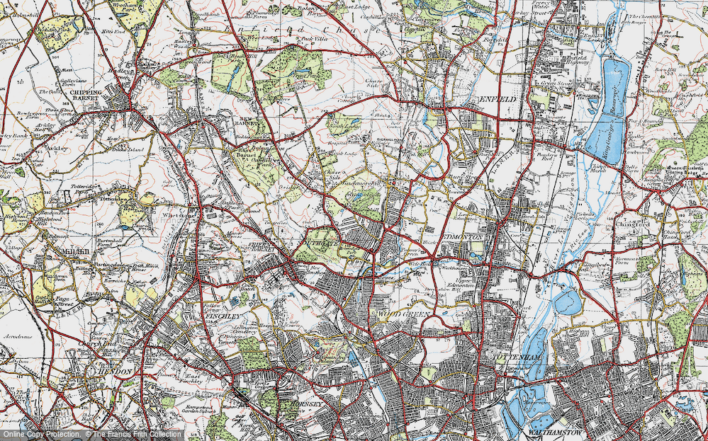 Old Map of Palmers Green, 1920 in 1920