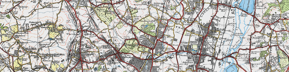 Old map of Palmers Green in 1920