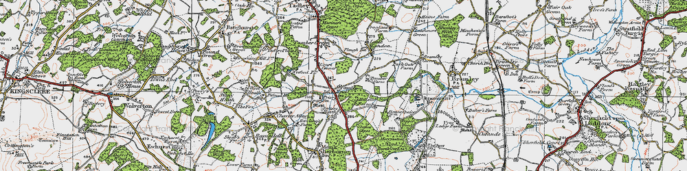 Old map of Pamber End in 1919